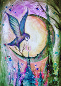 Night Key - Owl Witch Moon Key Forest Pines Mystical - Giclée Fine Art Print - Terri Ann Foss