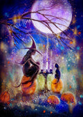 Moon Brew - Witch Cat Pumpkin Fall Halloween - Fine Art Art Giclée - Terri Ann Foss