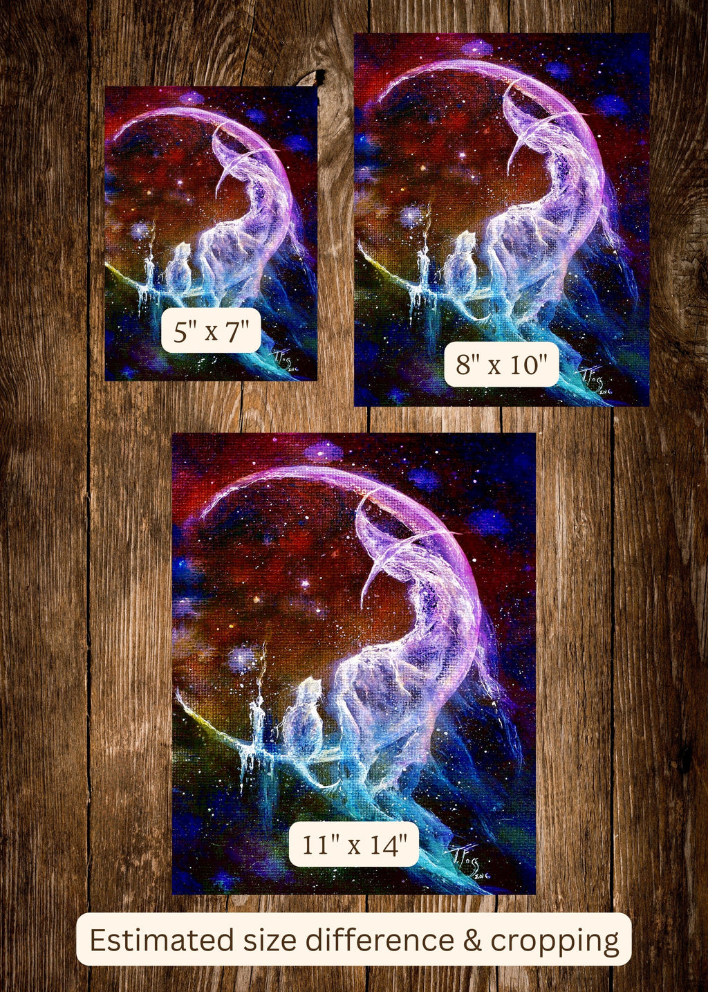 Ethereal Realm -  Witch Cat Celestial Ghostly Spirt Moon - Giclée Fine Art Print - Terri Ann Foss