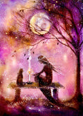 Quiet Offering - Pink Faerie Witch Girl Black Cat Moon - Giclée Fine Art Print - Terri Ann Foss