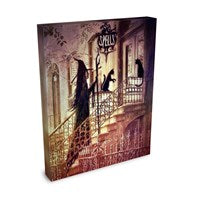 Twilight Spells - Witch Halloween Samhain Cat Sepia - Giclée Gallery Wrapped Canvas- Terri Ann Foss