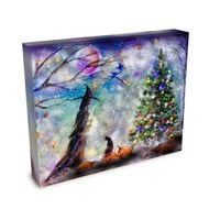 Winter Wood -  Witch Halloween Winter Yule Christmas Raven Cat Moon - Giclée Gallery Wrapped Canvas - Terri Ann Foss