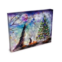 Winter Wood -  Witch Halloween Winter Yule Christmas Raven Cat Moon - Giclée Gallery Wrapped Canvas - Terri Ann Foss