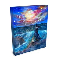Between Wave and Star - Witch Siren Sea Ocean Water Moon Night Lantern - Giclée Gallery Wrapped Canvas - Terri Ann Foss