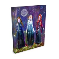 Bound as Sisters - Witch Faerie Sisters Coven Celestial Moon - Giclée Gallery Wrapped Canvas - Terri Ann Foss