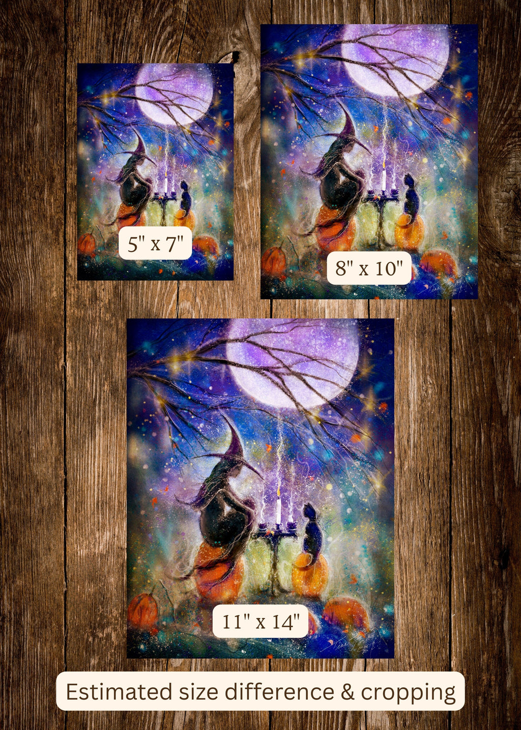 Moon Brew - Witch Cat Pumpkin Fall Halloween - Fine Art Art Giclée - Terri Ann Foss