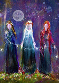 Bound as Sisters -  Witch Faerie Sisters Coven Celestial Moon - Giclée Fine Art Print - Terri Ann Foss