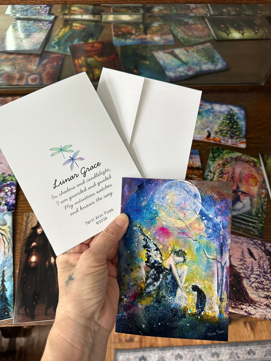 Witch Fine Art Blank Greeting Cards 5”x7” – Variety Set of 13 Moon Halloween Nature - Terri Ann Foss
