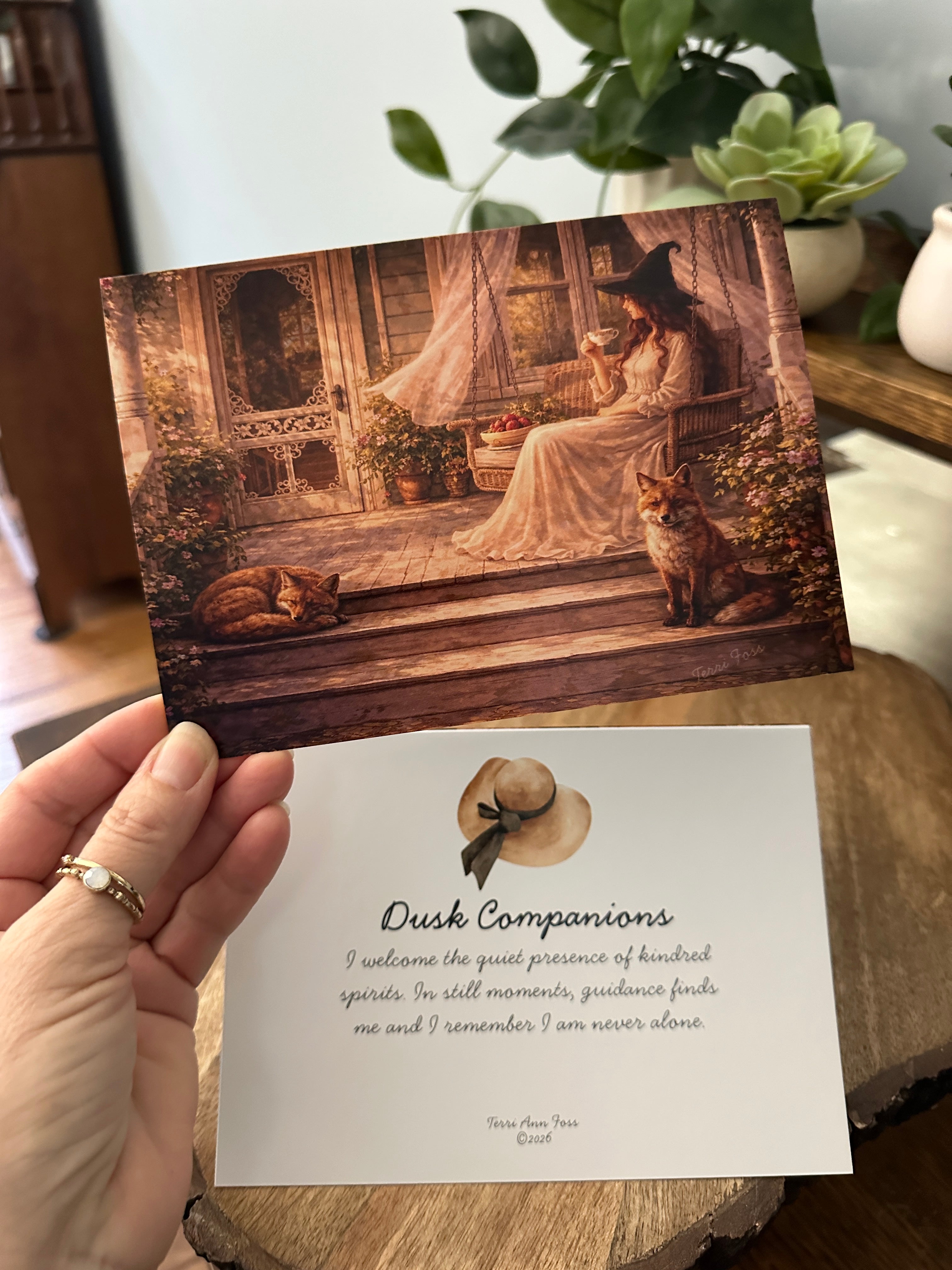 Dusk Companions - Witch Summer Fox Halloween - Blank Art Greeting Card Set - Terri Ann Foss