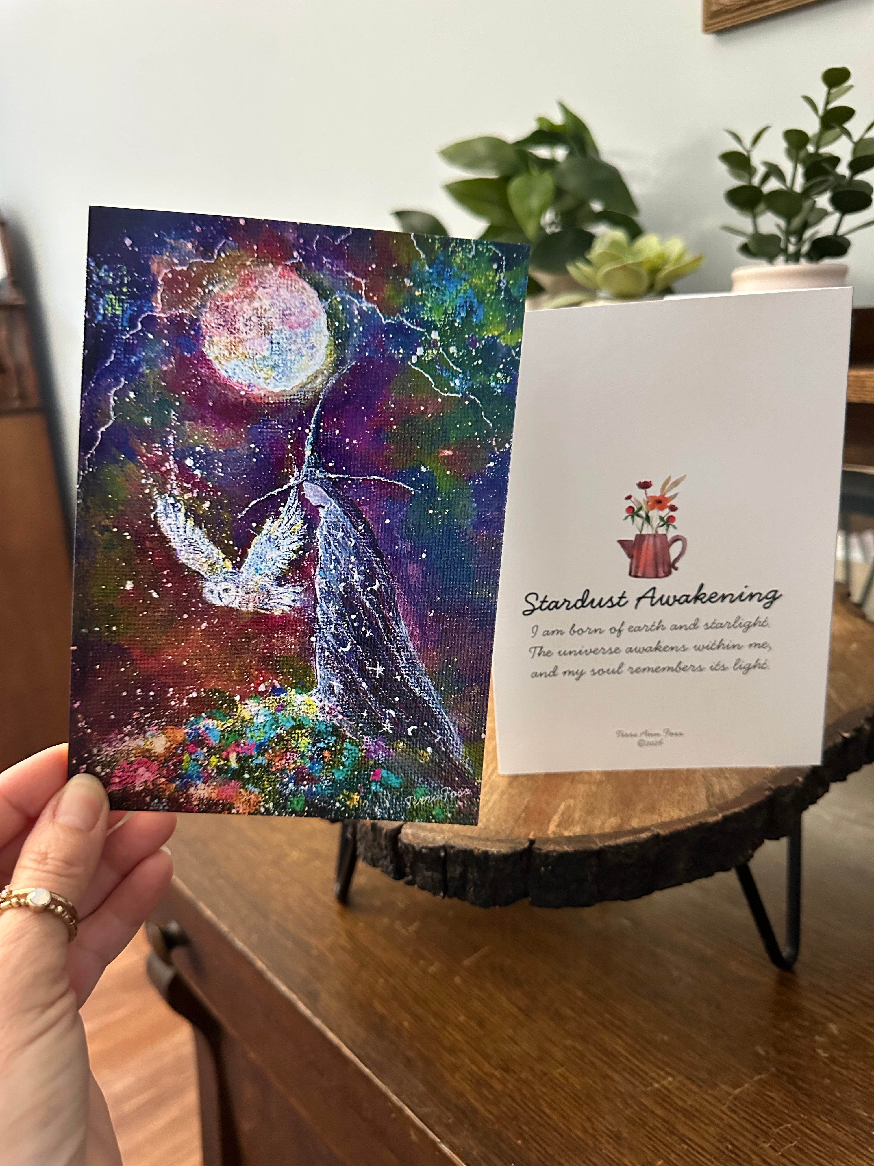 Stardust Awakening - Witch Halloween Owl Moon Mystical - Art Greeting Card Set - Terri Ann Foss
