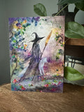 Forest Guardian - Witch Wolf Dog Familiar Halloween - Signed Art Print - Terri Ann Foss