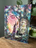 Secret Cottage - Witch Halloween Cats Moon Woodland - Signed Art Print Terri Ann Foss
