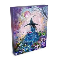 Blue Hour - Witch Flowers Book Moon Summer Halloween - Giclée Gallery Wrapped Canvas - Terri Ann Foss