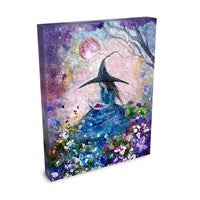 Blue Hour - Witch Flowers Book Moon Summer Halloween - Giclée Gallery Wrapped Canvas - Terri Ann Foss