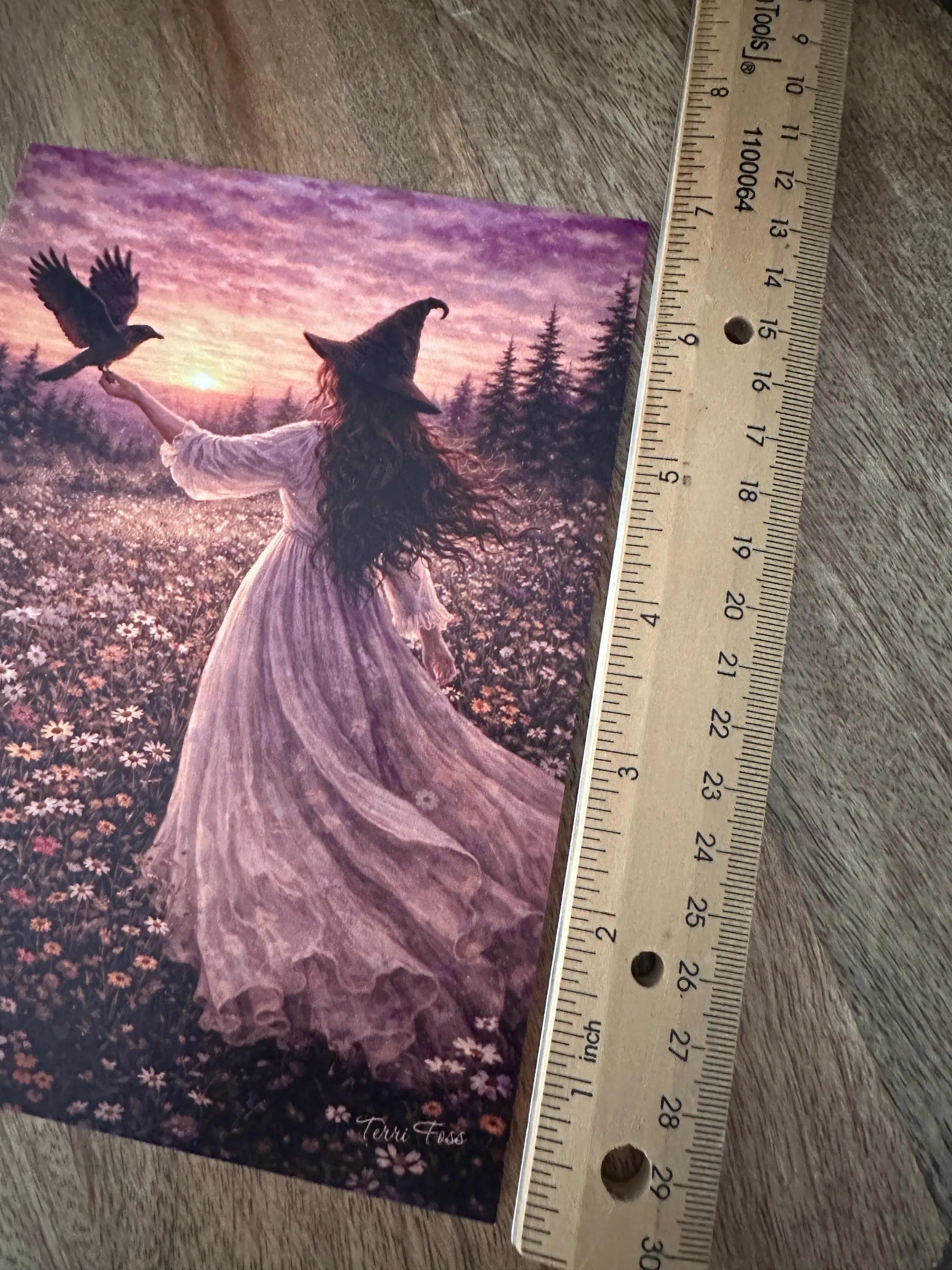 Wildflower Messenger – Witch Raven Crow Bird - Signed Art Print - Terri Ann Foss