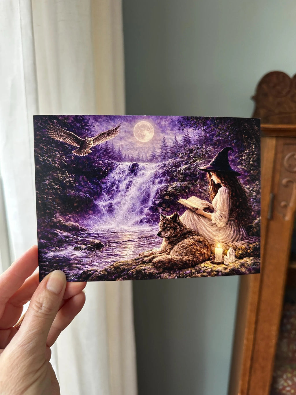 Witch's Wisdom – Witch Owl Moon - Signed Art Print - Terri Ann Foss